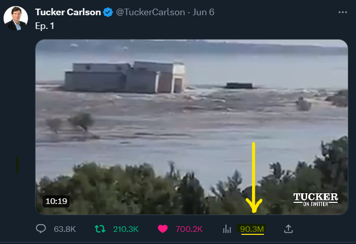 @DC_Draino Fox News wants to keep #Tucker off the air until after the 2024 election.

And for what?

Welp, here are 90,000,000 reasons that occurred in the last 24hrs alone.

This = rank/ugly partisan lawfare

NOTE: B/c we might well get Constitutional 1A clarity, I almost wish they'd try