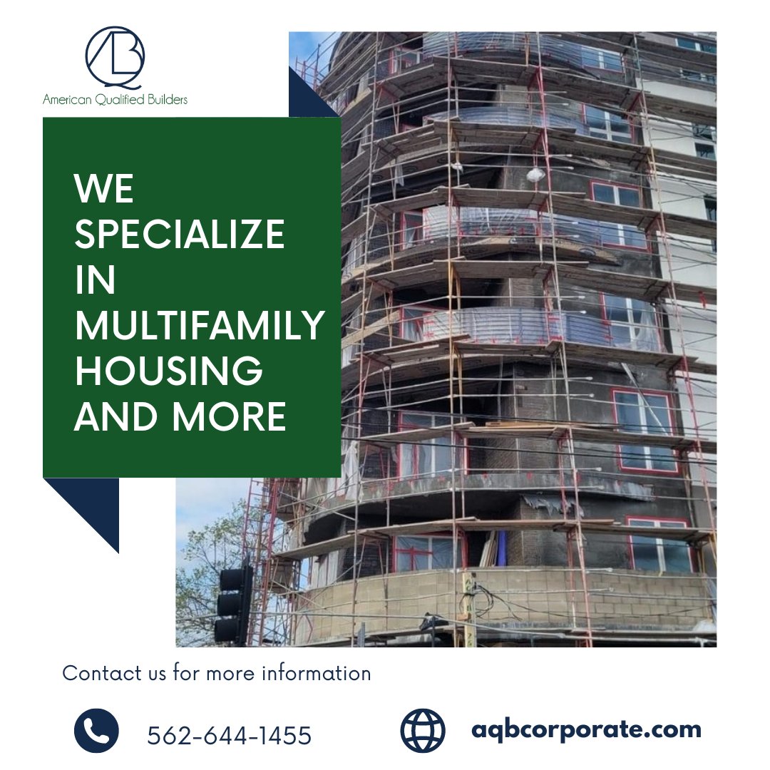 CONTACT US!
562)-644-1455
Qualifiedbuilders@gmail.com
aqbcorporate.com
Monday-Friday 7:00am-5:00pm
#qualifiedbuilders #aqb #construction #constructioncompany #Scaffold #MultifamilyHousing #Metalframing #stucco #drywall