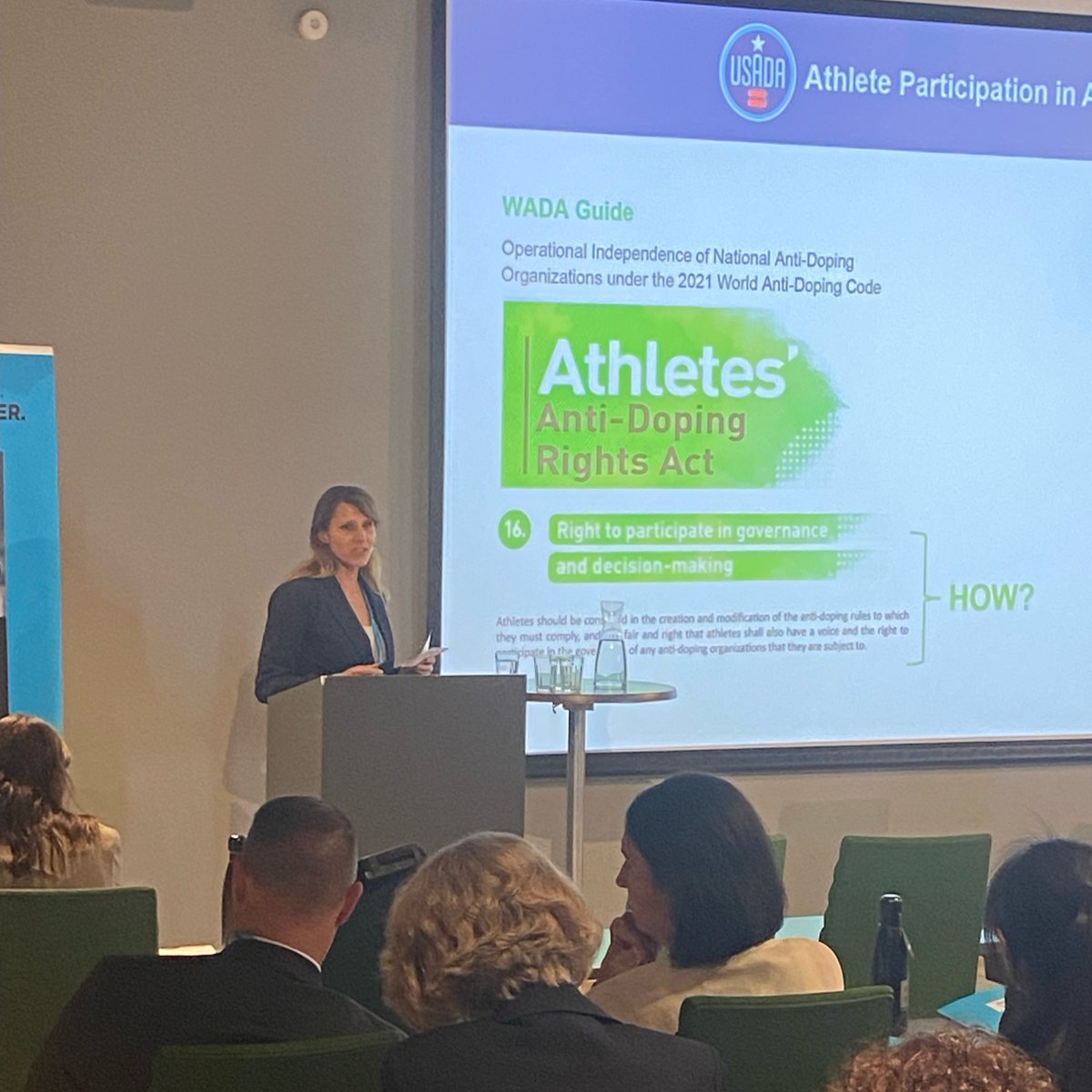 usantidoping's tweet photo. Allison Wagner, USADA Director of Athlete and International Relations, recently spoke about athlete representation in anti-doping governance at Anti-Doping Norway's 20th anniversary event. Thank you for including us @antidopingnorge!
#CleanSportMatters #AthleteVoice https://t.co/hExSle4Bvg