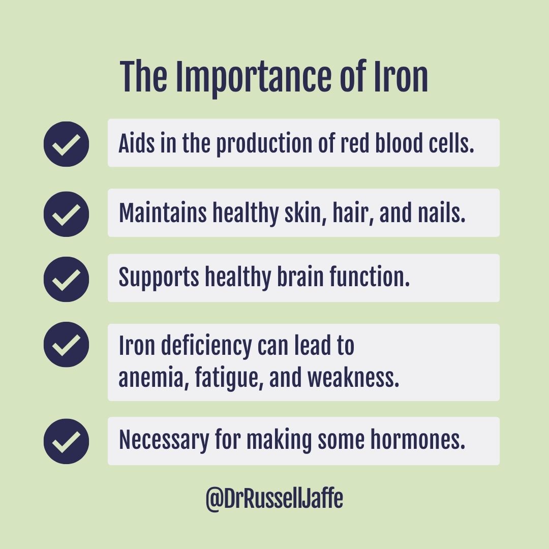 DrRussellJaffe's tweet photo. Iron is an essential mineral that plays a key role in transporting oxygen throughout the body via red blood cells. Here are some additional important reasons why you should consider supplementing with iron.
#Iron #EssentialSupplements https://t.co/m9H8fEMrLf