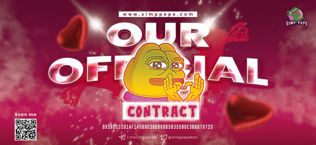 🔔 $SIMPPEPE - Contract Announcement! 🔔

Contract: 0x5bd532d1AF1456Dd3bd86B858355B0E3b6b79733
🔗 View on BscScan: bscscan.com/token/0x5bd532…

Sell tax 🟠% / buy tax 🟠%

✈️ Telegram - t.me/SimpPepe
🌐 Website - simppepe.com

#moon #crypto #btc #BNB