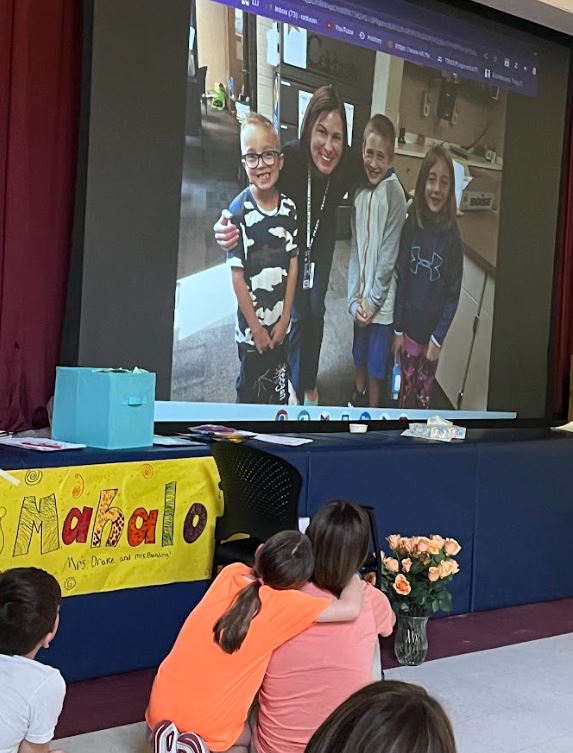 kathrynadrake's tweet image. A final assembly tugged at the heart.  Inspiring words from alum via letters to their 4th gd selves. Then, a surprise sendoff for us office gals. Impressed with some brave kids sharing + a beautiful slideshow. Thanks friends! #thefeels #imnotcryingyourecrying #peachiesforever