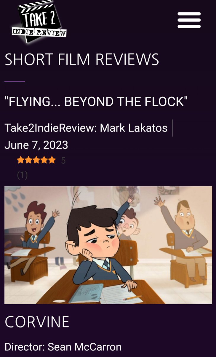 CHECK OUT OUR LATEST REVIEW! 🎬

take2indiereview.net/2023/06/corvin…

@ take2indiereview.net 

#take2indiereview #SupportIndieFilm #indiefilm #review #IndieFilmReview #shortfilmreview #animation