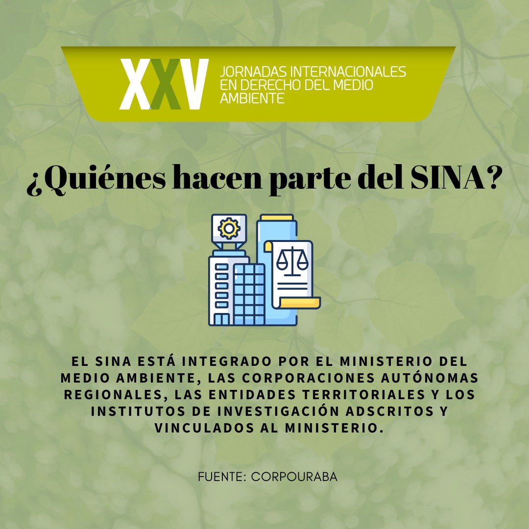 Este año las Jornadas Internacionales en Derecho del medio Ambiente se encargarán de estudiar el Sistema Nacional Ambiental🌿
Participa en la celebración de los 30 años del SINA 🌿inscríbete 👉 uexternado.edu.co/micrositio/der…
#sina #car #jornadas #internacional #medioambiente #uexternado