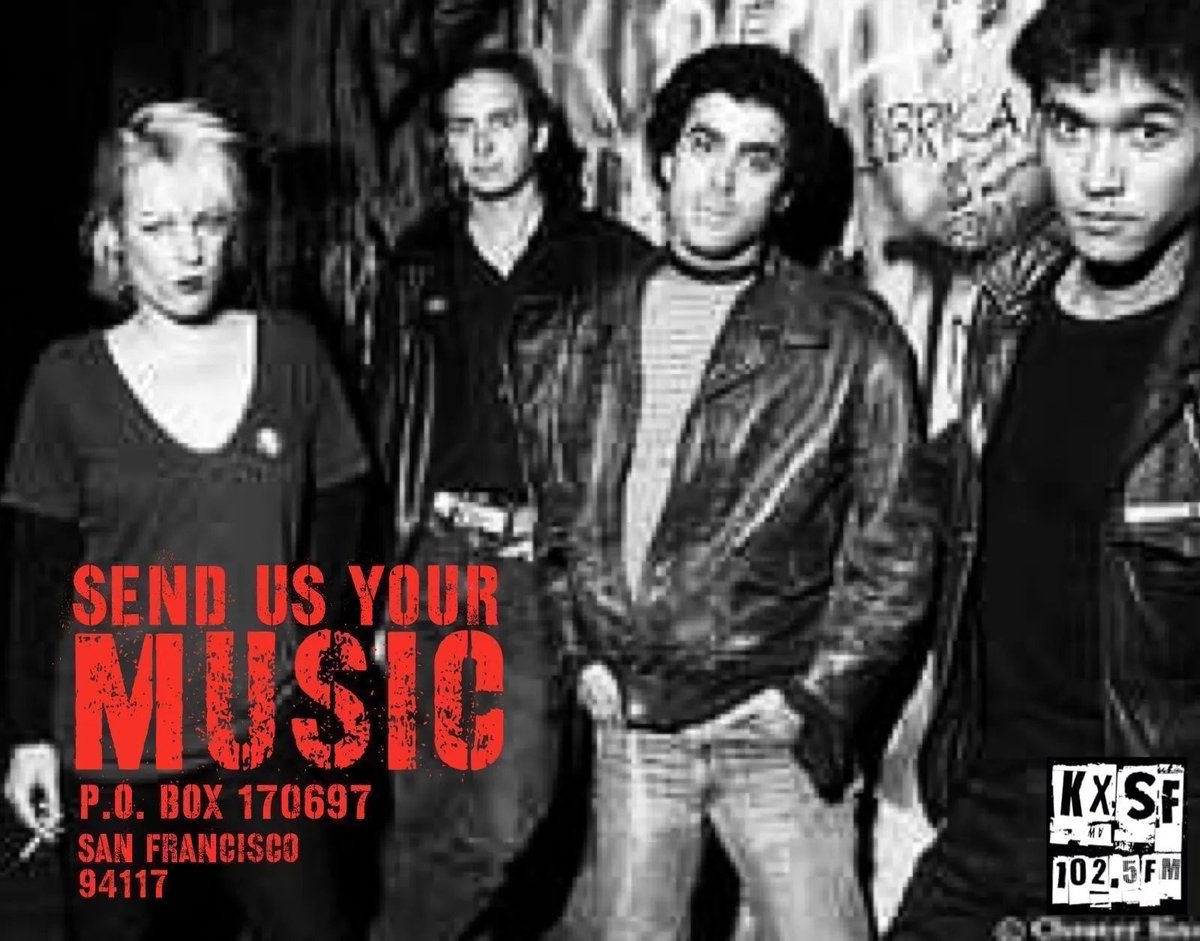 We’re here for the San Francisco music scene. If you have a band and you want your music featured at KXSF 102.5FM, send us your tapes, CDs or vinyls to P.O. Box 170697, SF, Ca. 94117. Our Music Department will review it and you will be on the air. Welcome back to real radio!!!