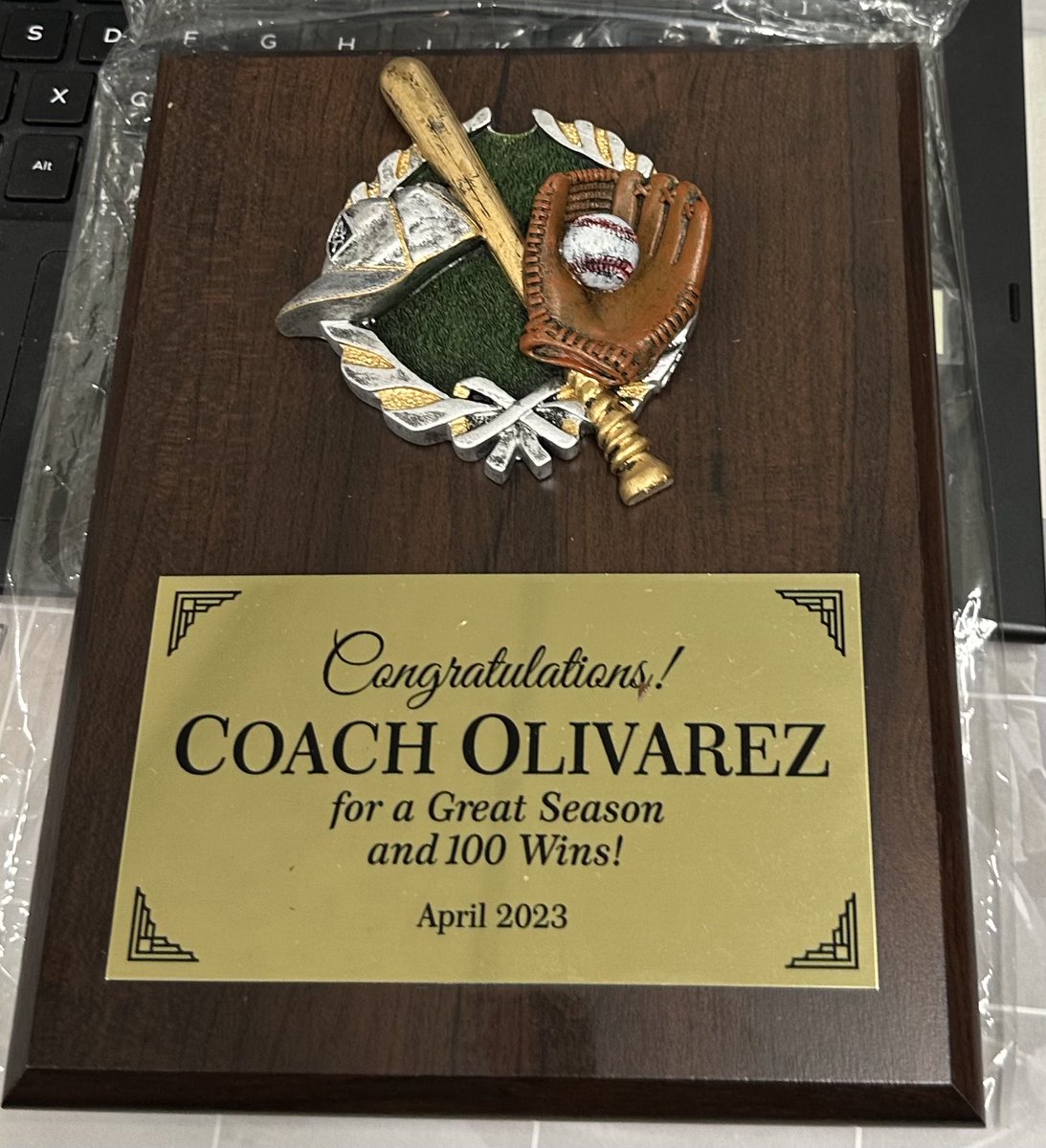 Greatly appreciate the athletic booster for acknowledging the program success….