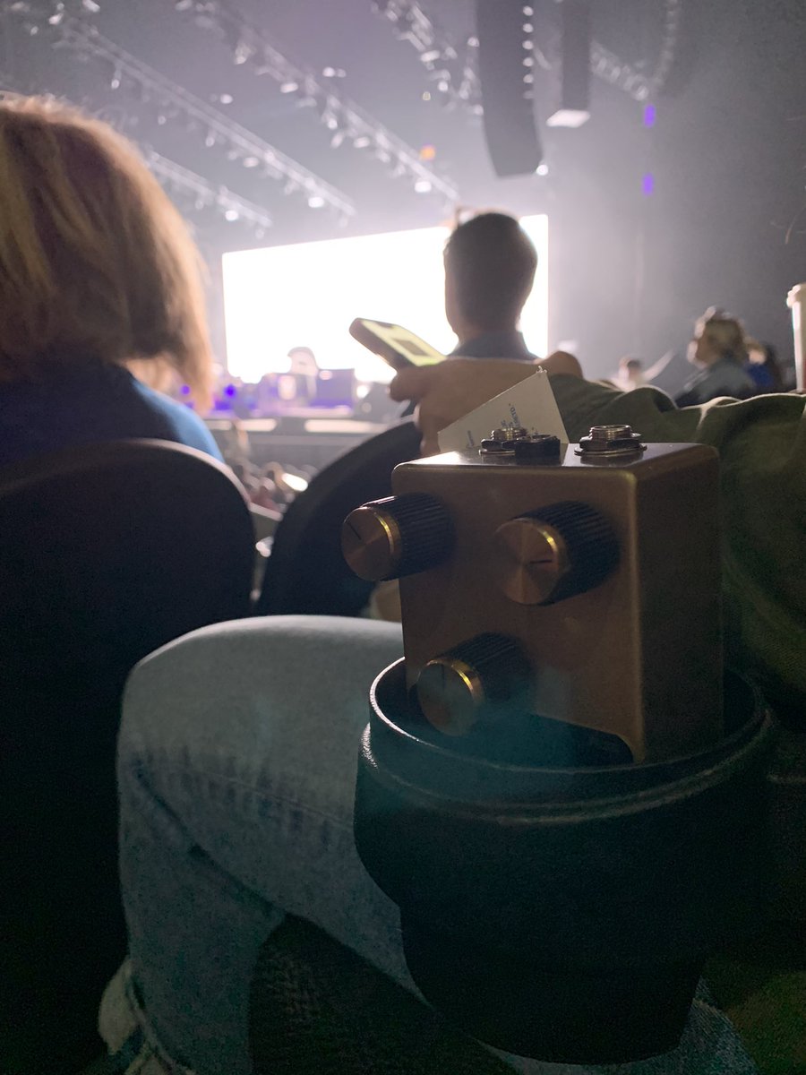 Bringing Keith Scott his fuzz pedal after the @bryanadams concert tonight in Philly. Keith was kind enough to secure (awesome) seats for me and Sari, replete with fuzz pedal holder.