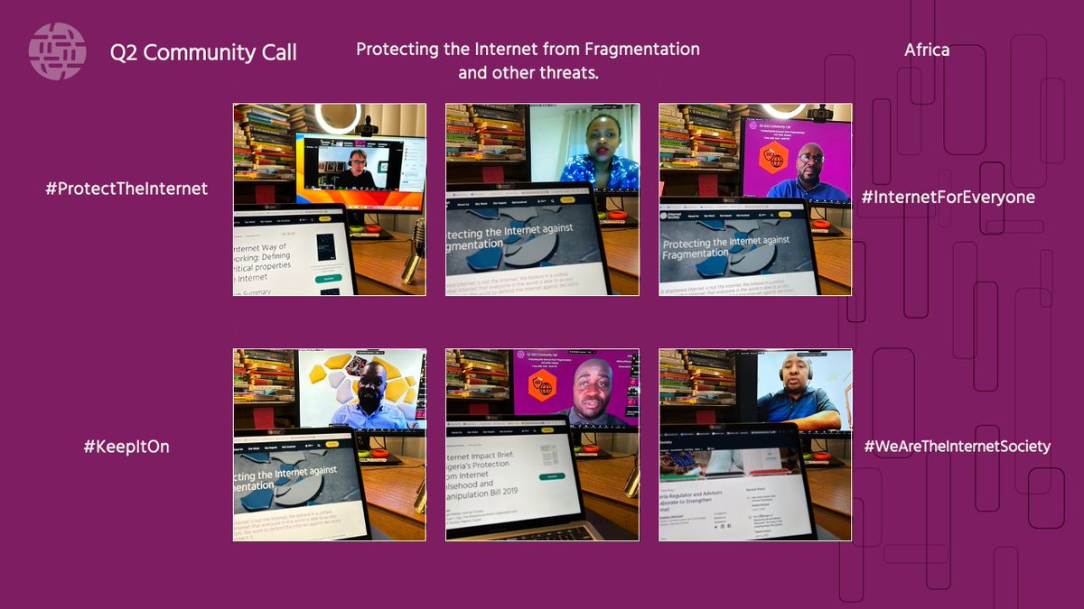 Victor Ndonnang (@victorndonnang) on Twitter photo It was a pleasure hosting <a href="/Eng_alphonce/">Eng. Alphonce Odhiambo</a> <a href="/amdaceo/">Emmanuel C. OGU</a> <a href="/muyiwacaleb/">Caleb Olumuyiwa Ogundele</a> <a href="/haroldadjaho/">Harold Comlan ADJAHO</a> <a href="/IthaMoreke/">Ithabeleng Moreke</a> <a href="/VerengaiMabika/">Verengai Mabika</a> <a href="/kolkman/">@𝚘𝚕𝚊𝚏@𝚜𝚘𝚌𝚒𝚊𝚕.𝚜𝚎𝚌𝚛𝚎𝚝-𝚠𝚐.𝚘𝚛𝚐</a> to discuss the recurring issue of #InternetShutDown in #Africa; and why we most protect the open, global Internet.
Get involved! #KeepitOn
internetsociety.org/action-plan/pr… It was a pleasure hosting <a href="/Eng_alphonce/">Eng. Alphonce Odhiambo</a> <a href="/amdaceo/">Emmanuel C. OGU</a> <a href="/muyiwacaleb/">Caleb Olumuyiwa Ogundele</a> <a href="/haroldadjaho/">Harold Comlan ADJAHO</a> <a href="/IthaMoreke/">Ithabeleng Moreke</a> <a href="/VerengaiMabika/">Verengai Mabika</a> <a href="/kolkman/">@𝚘𝚕𝚊𝚏@𝚜𝚘𝚌𝚒𝚊𝚕.𝚜𝚎𝚌𝚛𝚎𝚝-𝚠𝚐.𝚘𝚛𝚐</a> to discuss the recurring issue of #InternetShutDown in #Africa; and why we most protect the open, global Internet.
Get involved! #KeepitOn
internetsociety.org/action-plan/pr…