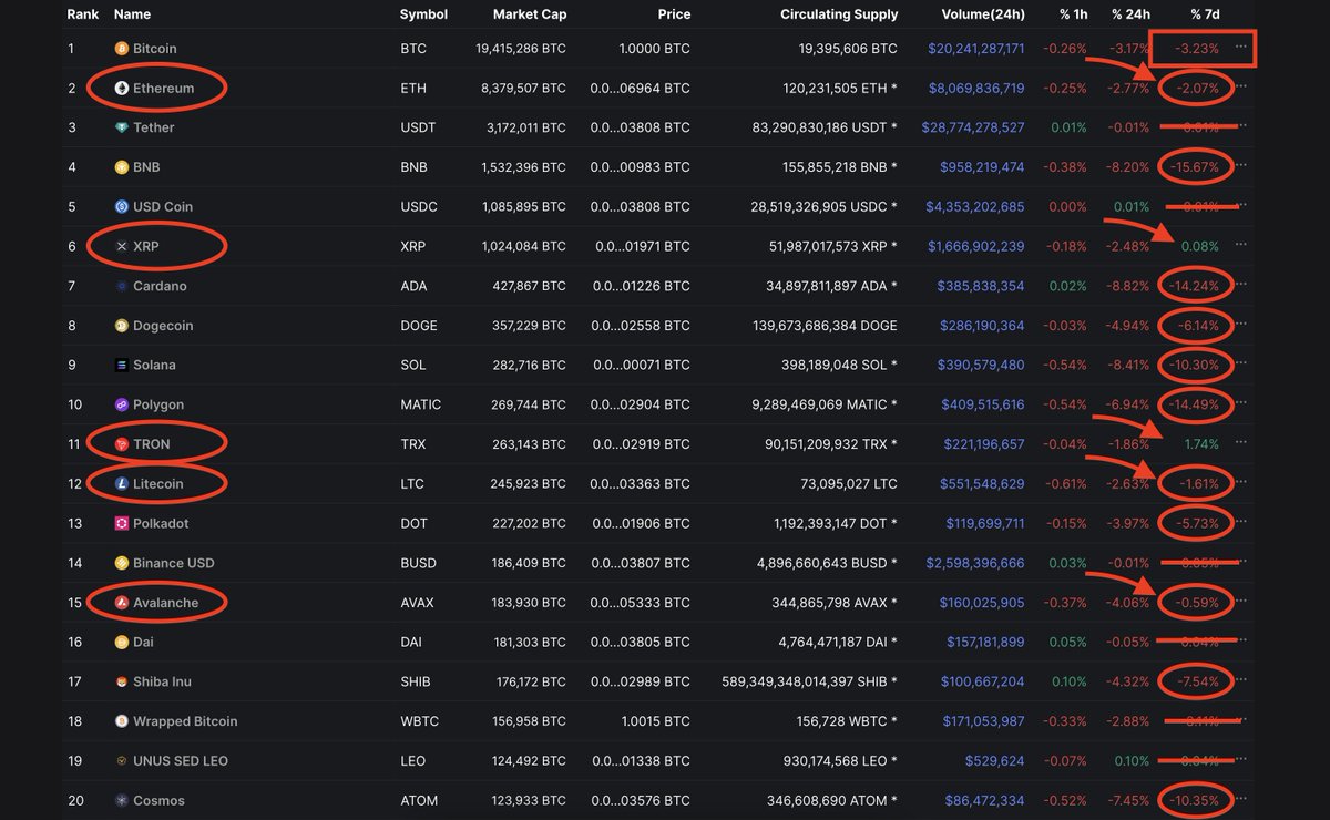 jasonpizzino's tweet photo. A simple 7-Step Guide to surviving an altcoin bloodbath:

1. #Bitcoin is the benchmark. It is the king.

2. #Crypto is a tool to earn more Bitcoin.

🧵🔖
