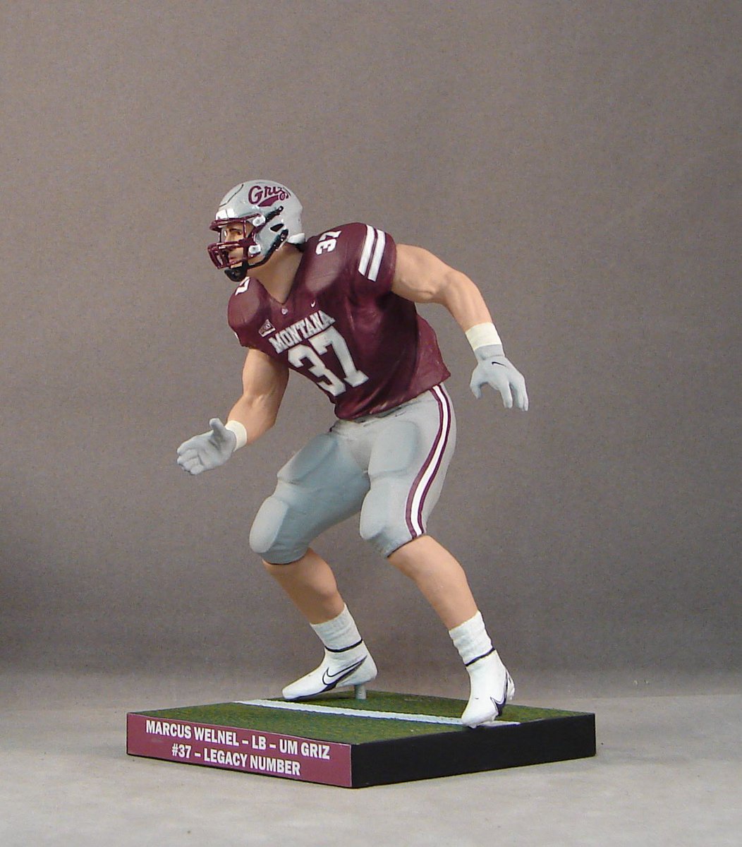 The latest custom figure from @bigskycustoms @MarcusWelnel who wore legacy number 37 last season for the @UMGRIZZLIES request for the second figure of Marcus from dad Jason. #bigskycustoms #umgriz #grizfootball #customfigure #3d #3dart