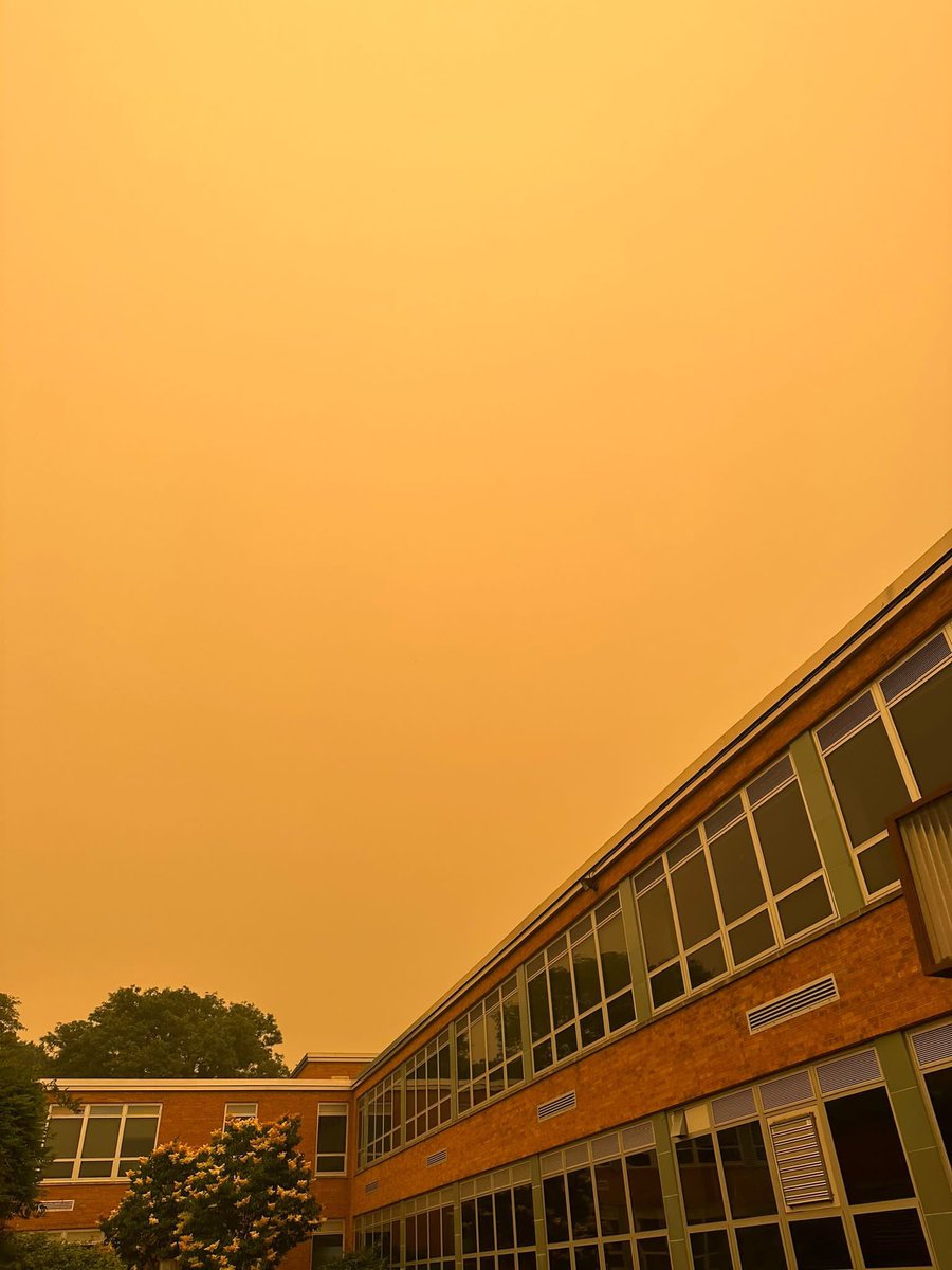 Today at 2pm my brother’s wife sent me this picture from Short Hill town  #NewJersey #AirQualityAlert #QuebecWildfires