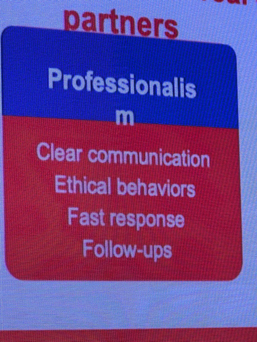 Professionalism super important