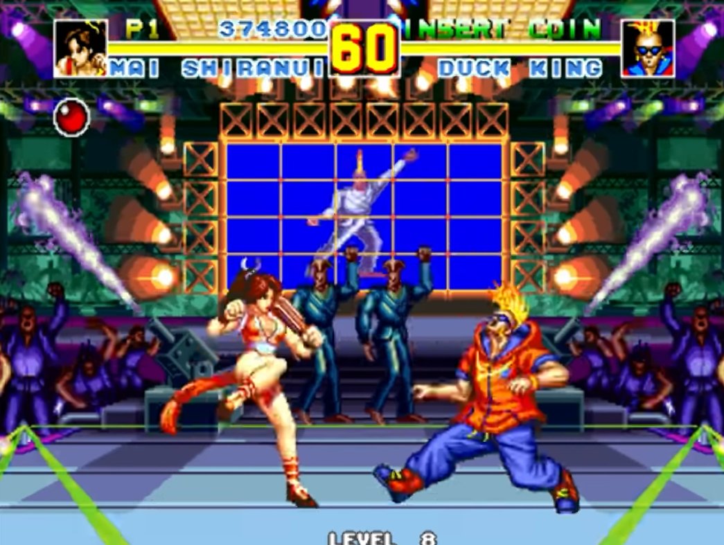 GamerDeMeia's tweet photo. 🕹️Fatal Fury Special
🏢SNK | 1993
🎛️Neo Geo MVS
👥1-2 jogadores
🎮Luta
📝Versão final da primeira fase da saga Fatal Fury. A fase do Duck King foi uma das artes mais lindas que eu vi nos anos 90. Pessoal reclama da versão do SNES mas também ficou sensacional.👊🕹️ #arcadeverse https://t.co/3P7XI6G6fA