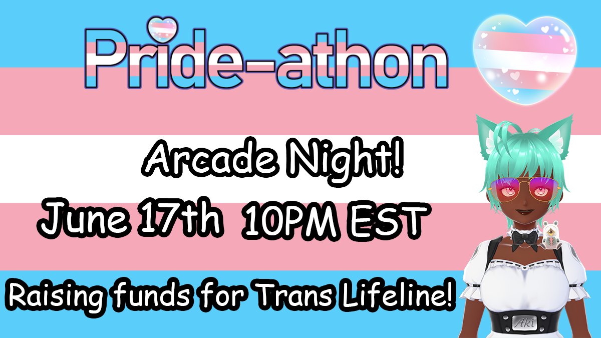 AkiBread | Stoner Catgirl (@akibread_) on Twitter photo On June 17th starting at 10PM EST I'm going to play my favorite arcade games and raise funds for <a href="/TransLifeline/">Trans Lifeline</a> !!!! The amazing <a href="/TheLastSeahorse/">Seahorse | VGM DJ | Vtuber</a> organized this event and there's a bunch of amazing streamers I'm super hyped!!! #Prideathon On June 17th starting at 10PM EST I'm going to play my favorite arcade games and raise funds for <a href="/TransLifeline/">Trans Lifeline</a> !!!! The amazing <a href="/TheLastSeahorse/">Seahorse | VGM DJ | Vtuber</a> organized this event and there's a bunch of amazing streamers I'm super hyped!!! #Prideathon