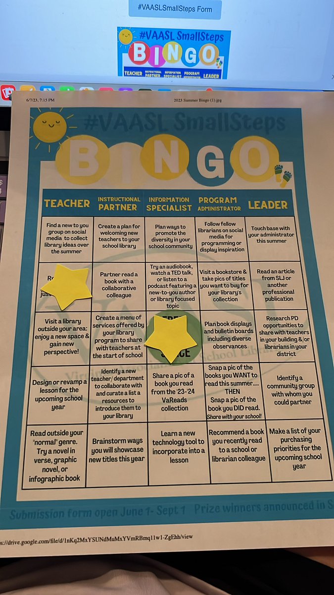 Just finished A Court of Thorns and Roses…square one of my #VAASLSmallSteps Bingo Card. 
Enjoying my laid back summer professional development through <a href="/VAASL/">VAASL</a>