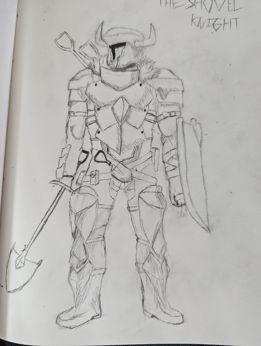 It's been a while since I've done some art, but I wanted to introduce a DnD character I hope to play, inspired by the game Shovel Knight and the character Goblin Slayer!

#art #goblinslayer #shovelknight