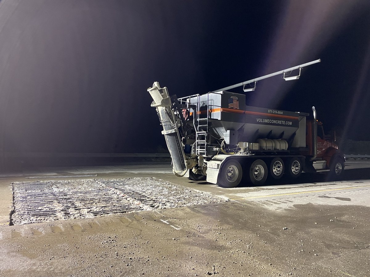 OregonDOT's tweet image. Expect nighttime construction this month on I-5 near Donald and #Woodburn, as crews replace two outdated weigh-in-motion truck scales with new sensor technology. Nighttime travelers should expect lane closures, delays, and shifted traffic. Schedule: bit.ly/3MPM35j