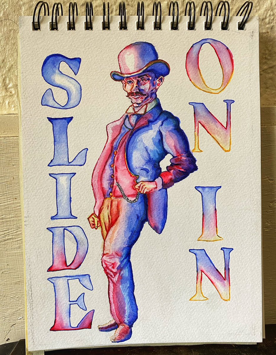 DonicReese's tweet photo. “slide on in” watercolor on paper https://t.co/n1o1Wmsr25