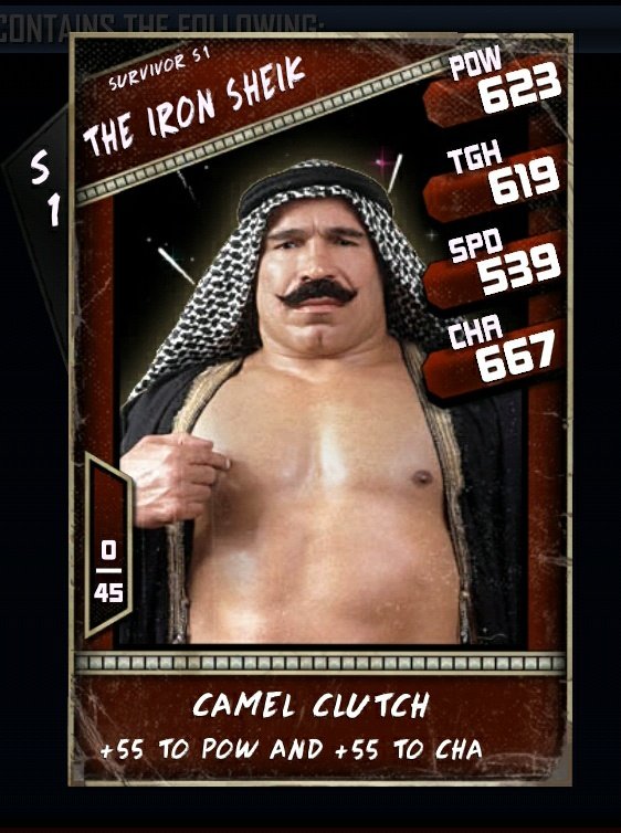 There is now a gift in store paying respects to The Iron Sheik! ❤

It contains:
• 1x Survivor S1 Throwback Iron Sheik 

NOW CLAIM IT YOU JABRONI!
#WWESuperCard