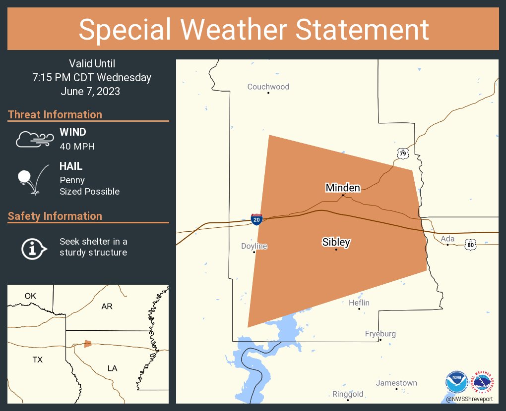 NWS Shreveport on Twitter "A special weather statement has been issued