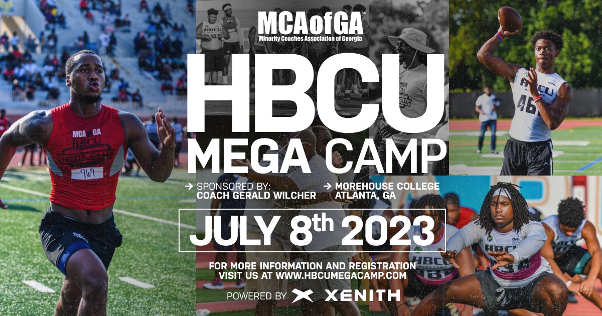 I told y’all that BIG things were coming for the <a href="/MCAOFGA/">Minority Coaches Assoc of GA</a> HBCU Camp!  We excited to have @XenithFootball on board to help make this a game changing event for coaches and players!  Register Today:  hbcumegacamp.com