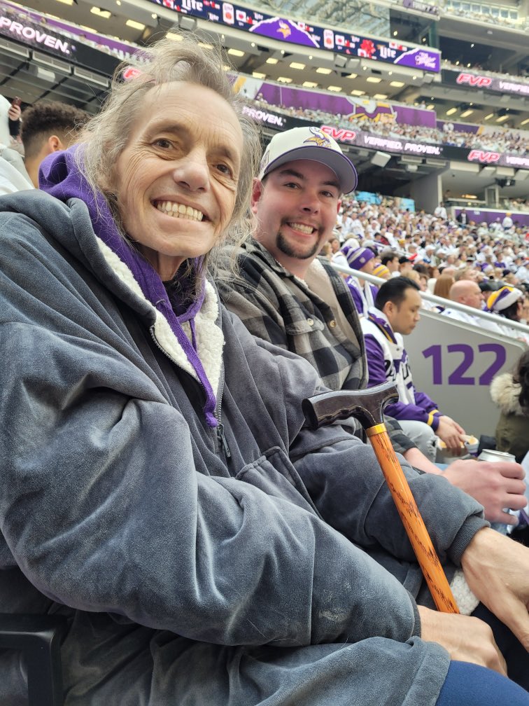 AndrewB31645845's tweet photo. @dalvincook Dalvin, this is a picture of my Dad and I sitting in the seats that you gifted us. He had passed exactly one month later. One of my last great memories that you made possible. Thank you so much for your generosity. I will always be a fan wherever the path my take you! 🙏💜 https://t.co/AnWYWKdPqZ