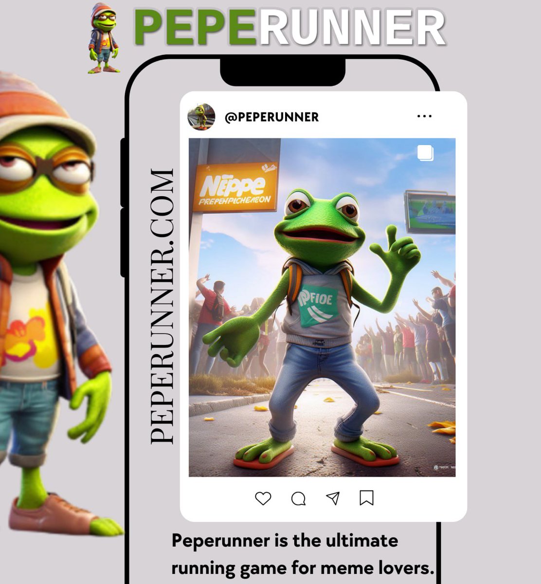 Are you a Meme lover? Then PEPERUNNER is the ultimate game for you, check out our website at peperunner.com for more information on the game and token!

#PEPE $PEPERUNNER

@peperunner 

#EMArmy #PepeWarriors #PlayToEarn #HopToVictory