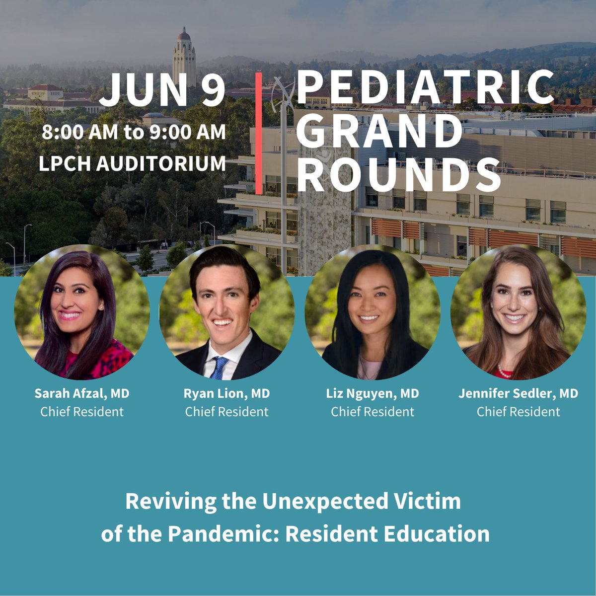 Join #pedsgrandrounds Friday LPCH Aud @StanfordChild Chief Residents will examine different factors that contributed to pandemic learning environment, apply Kotter's 8-step Change Management Model & develop renewed understanding of individuals' roles in conference culture.