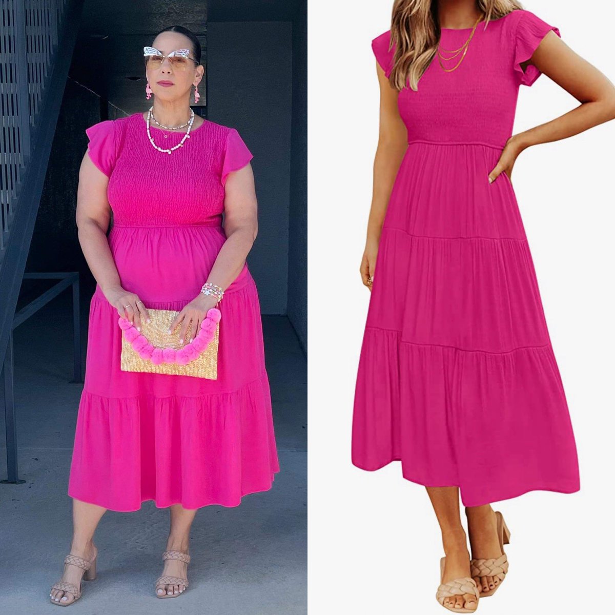 FarrahEstrella's tweet photo. Barbie pink dress. #BARBIE Click here to buy https://t.co/7lYmq46trb https://t.co/1N38lCJlyf