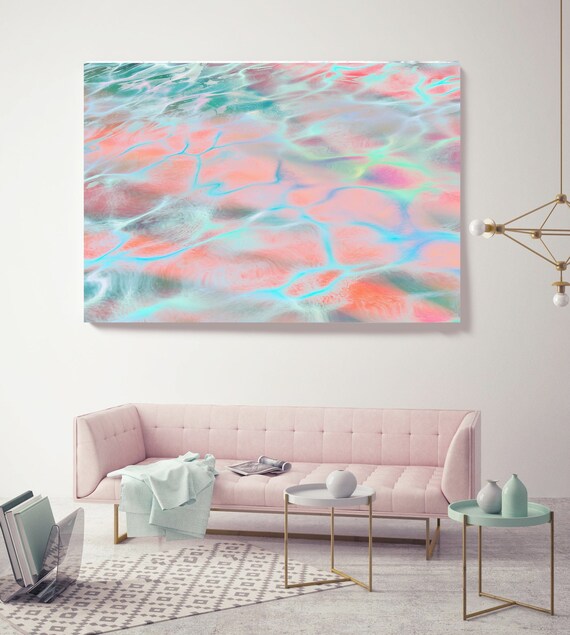 Dream Pink Water Abstract Water Waves, Reflected etsy.me/3J421rj #tropicalart #beachart #bluepinkart #pinkwaterart #californiaprint @etsymktgtool