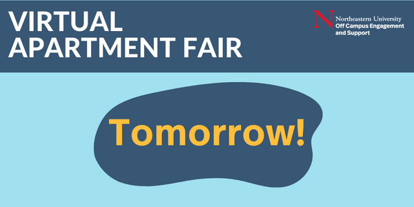 Our first virtual Apartment Fair is live tomorrow morning! The fair starts at 9:30am ET - get access link here: mailchi.mp/northeastern/a…