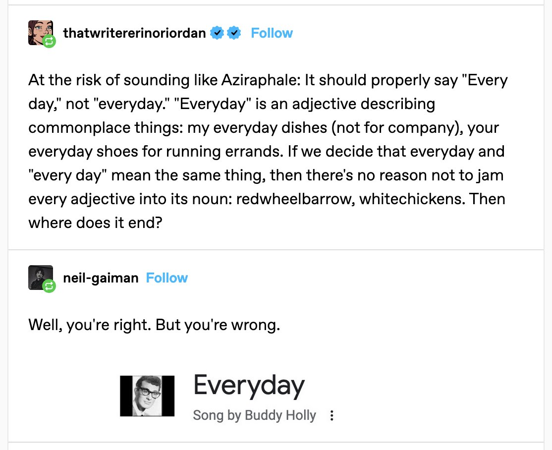 Hey, @neilhimself, speaking on behalf of pedants, we're more irritated that an error ('everyday') in a song wasn't fixed than we would have been about a change to its lyrics. Besides, the referenced line doesn't even appear in the song.