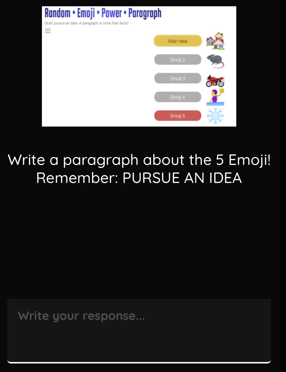 Loving this emojis writing prompt feature because #ItMattersHowYouAsk  <a href="/Quizizz/">Quizizz (now Wayground)</a> #EduProtocols event to motivate every student to mastery!  #edtech @jcorippo @mrbemisshistory <a href="/arianakhern/">Ariana Hernandez</a> <a href="/kyleniemis/">Kyle Niemis</a> <a href="/bmkeducation/">Brian Krause</a> #youcanwithquizizz I’m so excited to use this new feature.