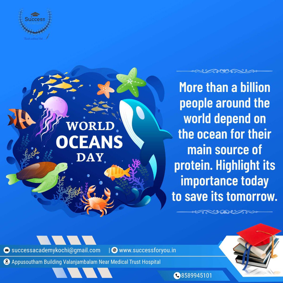 #WorldOceanDay #ProtectOurOceans #OceanConservation #SaveOurSeas #BluePlanet #HealthyOceans #OceanAwareness #CleanSeas #MarineLife #SustainableOceans #OceanLove #OceanPreservation #OceanHeroes #ProtectMarineLife #OceansMatter  #SSCCoaching #BankCoaching #SuccessAcademyKochi