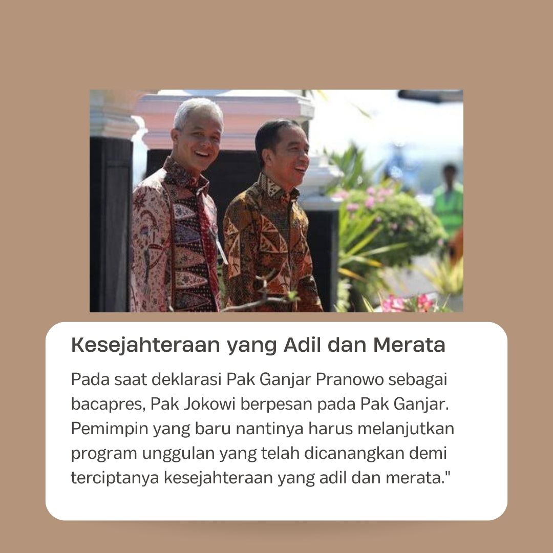 Visi dan misi pak Jokowi dan pak Ganjar itu sama, yaitu memberikan rakyat kesejahteraan yg adil dan merata
#GanjarUntukSemua 👍  
#LanjutkanBersamaGanjar