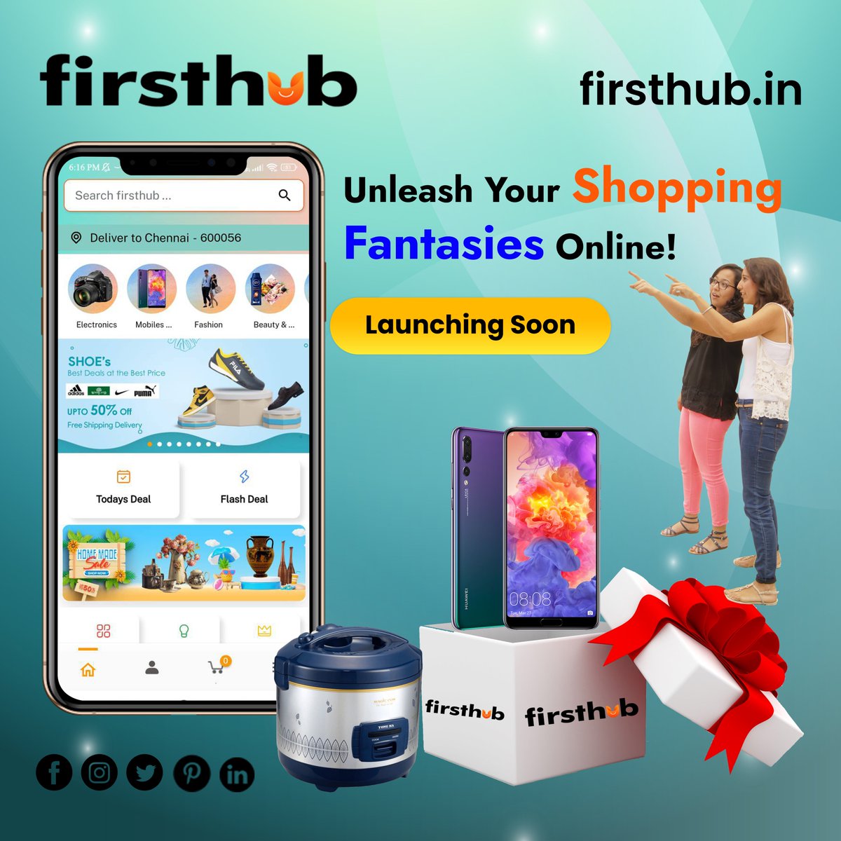 firsthub_'s tweet photo. "FirstHub: Unleash Your Shopping Fantasies Online!"

Stay tuned for our official launch, coming soon!

#FirstHubLaunch
#OnlineShoppingRevolution
#AllInOneShopping
#ShopSmartWithFirstHub
#FirstChoiceForOnlineShopping

https://t.co/7hjVOk1CcE https://t.co/XmZiw0voSz