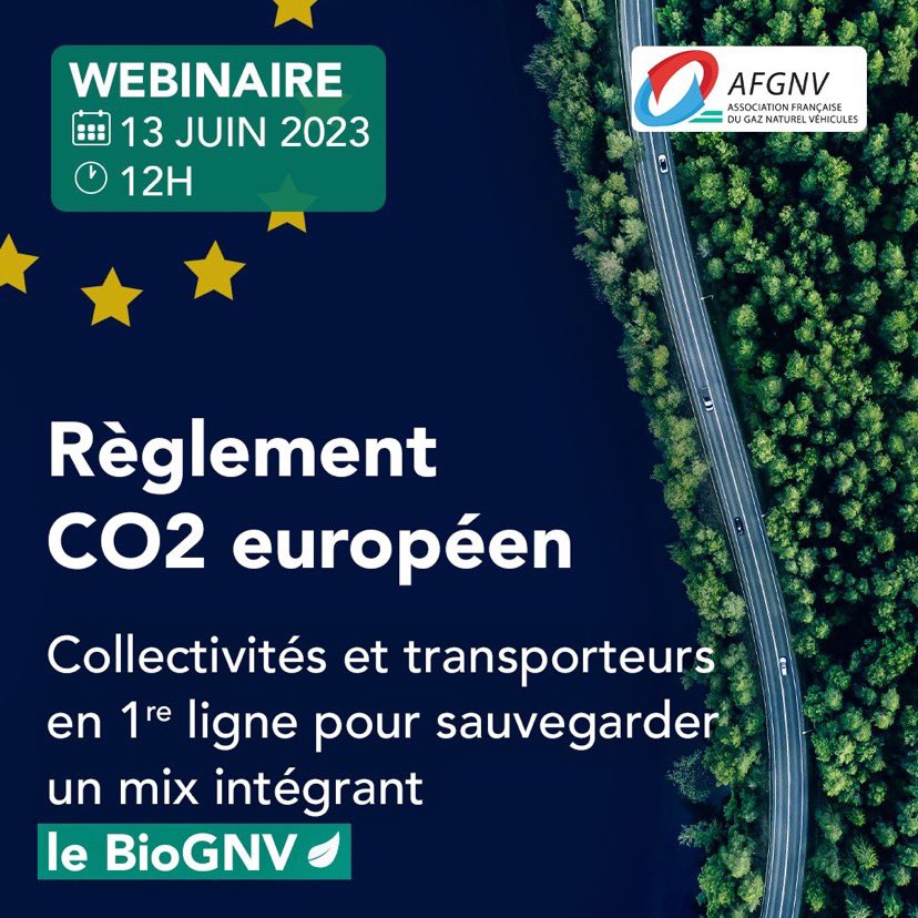 Comment permettre au #BioGNV, 1ère alternative au gazole choisie par les #transporteurs #collectivités, de contribuer à la #décarbonation ?
RDV le 13/06 à 12h pour le webinaire organisé par l’@AFGNV “Règlement CO2 européen”.
➡️ cutt.ly/MwedbnLq
#GazVert #Mobilité #Energie