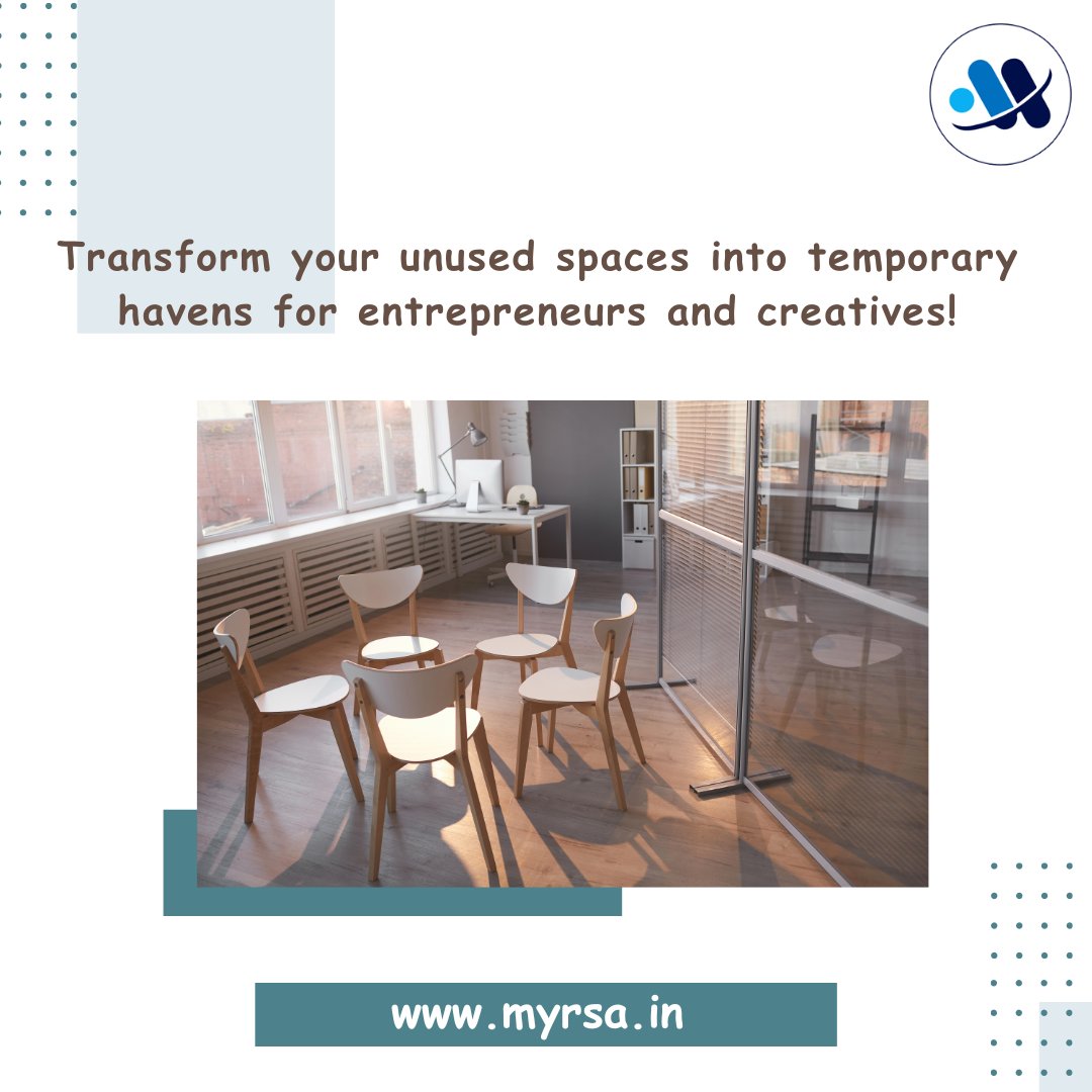 MyrsaTech's tweet photo. Transform your unused spaces into temporary havens for entrepreneurs and creatives!
To know more visit our website ๐ https://t.co/KcwExXolEB
#unusedspace #temporaryrentals #entrepreneurs #vacantspaces https://t.co/hfo3RTyaWB