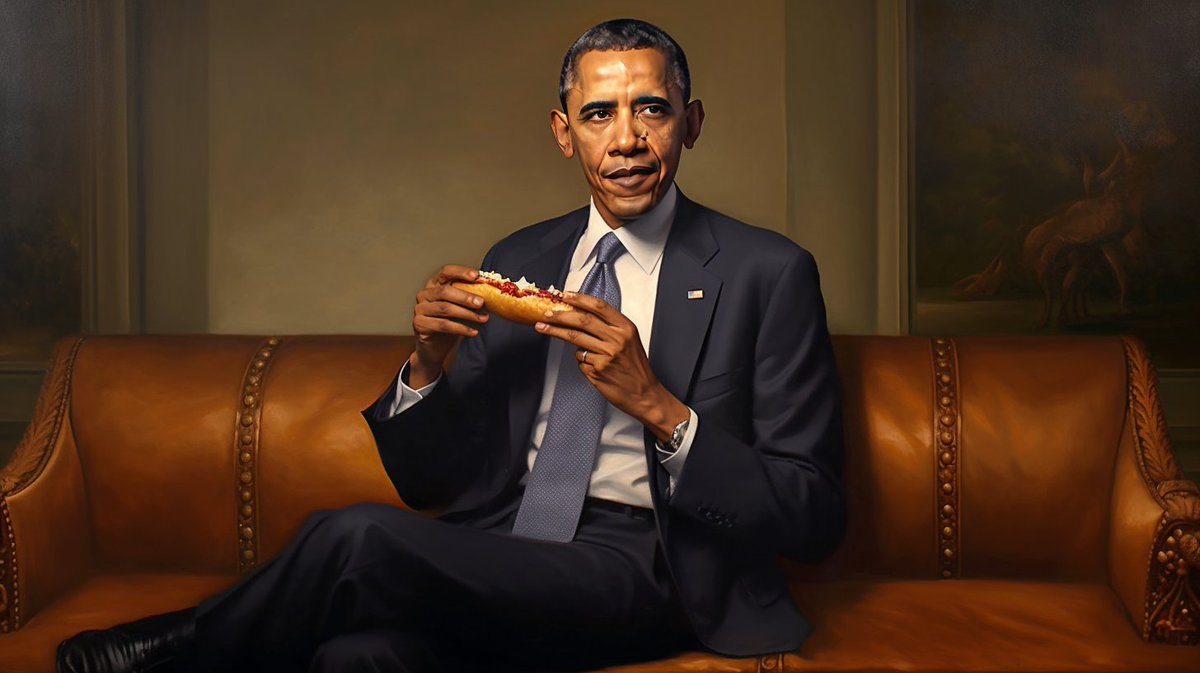 I asked the AI to create a photograph of Obama eating 50 hot dogs for a joke, and none of them are usable, not a fucking one. Here are my least favorites.

10. That's one hot dog, not fifty.