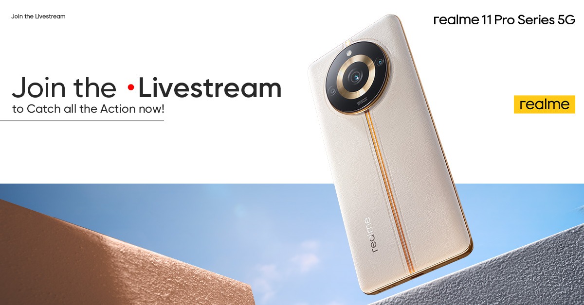 'The wait is over, and the countdown begins! ⌛️ Join us live at [YouTube Streaming link] as we unveil the realme 11Pro series to the world. Get ready for an unforgettable experience! #realme11ProSeriesLaunchtoday @realmeIndia @Flipkart'