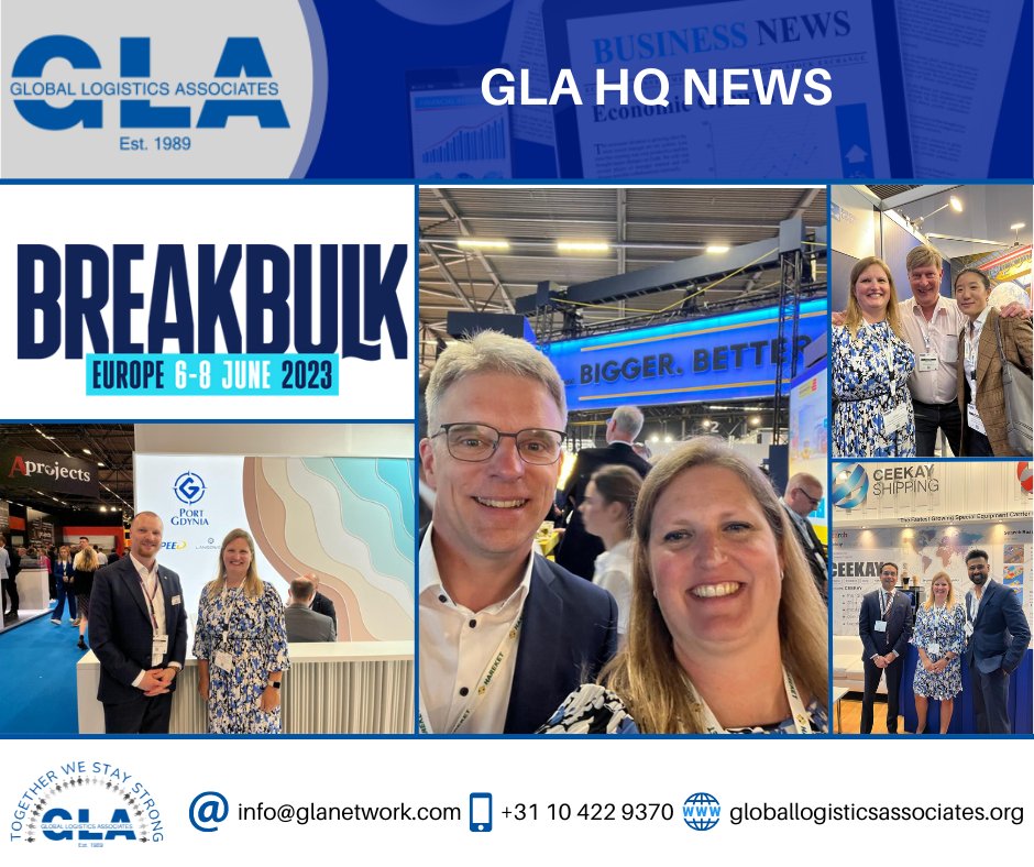 GLANETWORK's tweet photo. We are having a great time at the Break Bulk Europe exhibition.
We will be there all day today.
 #globallogisticsassociates #breakbulkeurope2023 https://t.co/DcWZUD9q19