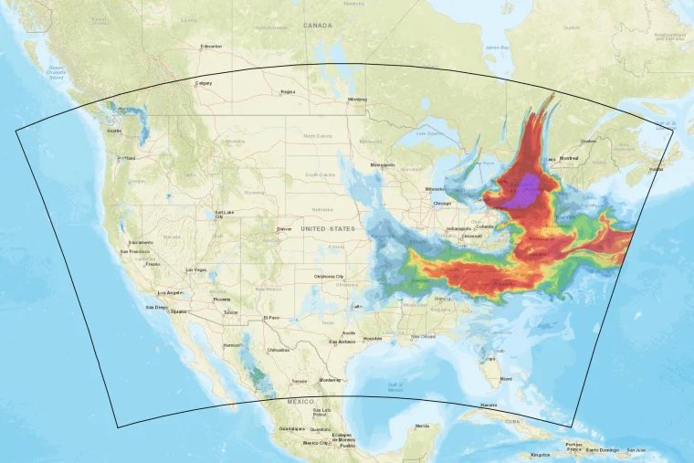 RizzaIslam's tweet photo. ‼️Over 400 🔥’s  are currently burning in Canada with over 230 “uncontrolled” leaving parts of New York under a blanket of smoke. Air quality drops to Its worst since the early 1930’s. More than 6.7 million acres have burned this year, officials confirmed. #IntellectualXtremist https://t.co/q9Axw0uhbJ