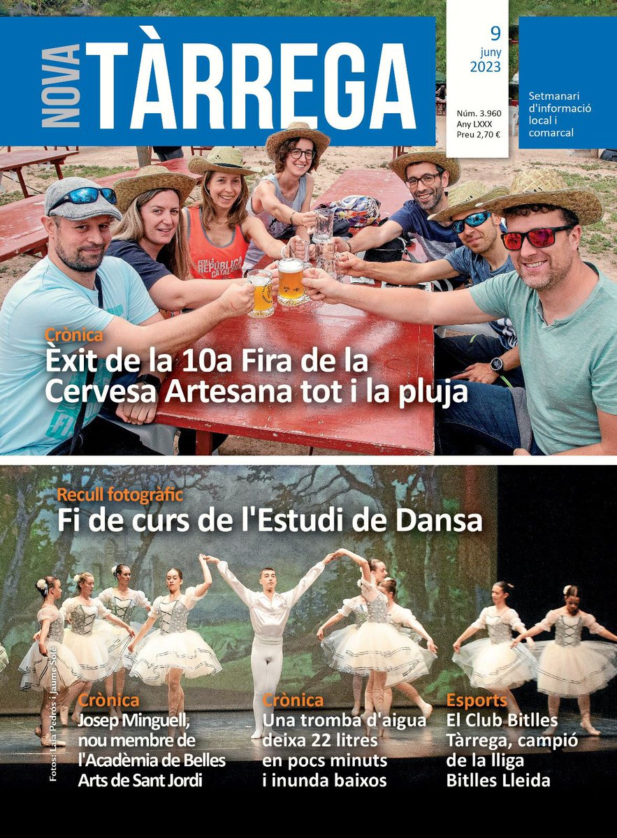 novatarrega's tweet image. 📌 Dediquem la portada a la 🍻 10a Fira de la Cervesa Artesana @CervesaMatoll @AGRATtarrega, que va ser un èxit tot i la pluja, i al 💃🏼 festival de fi de curs de @DansaTarrega, en aquest cas amb una 📸 de @jaumesole_com