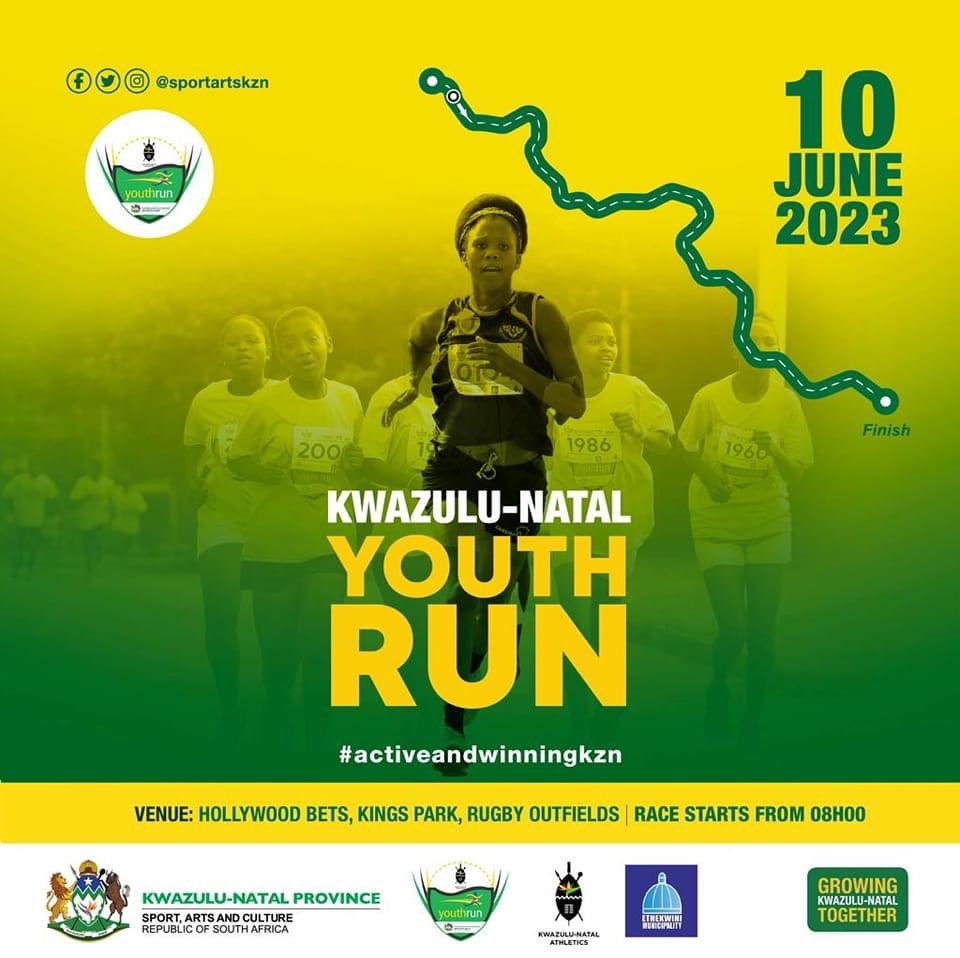 2️⃣ Days to go until the KZN #YouthRun

Young people of the province are geared towards Youth Run proudly supported by The KwaZulu-Natal Department of Sport Arts and Culture. #ActiveandwinningKZN #YouthMonth