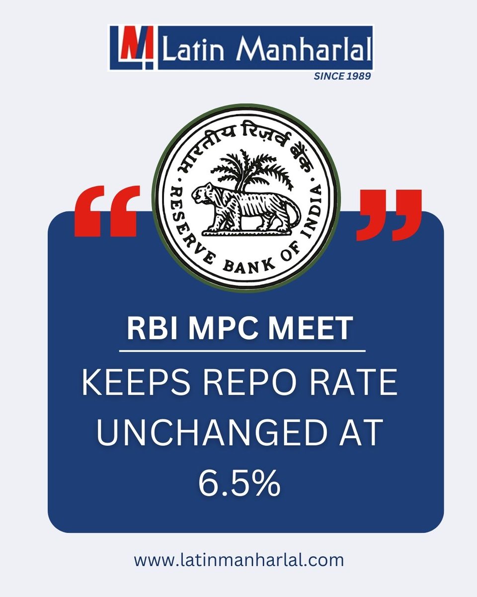 RBI's Monetary Policy Meeting, keeps repo rate unchanged at 6.5%

#RBI #ReserveBankofIndia #monetorypolicy #RepoRate #ratecut #india #RBIGovernor #rbibank #mpcmeet