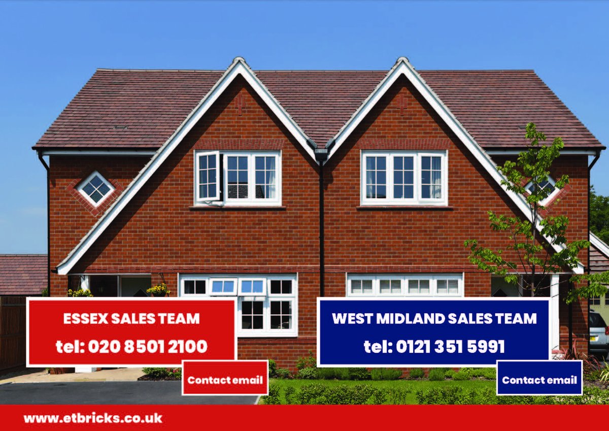 🧱 @ibstockbrick Tradesman Range 

For more information please call your relevant sales team on the number below 

Essex Sales Team 
📞 020 8501 2100 
📧 sales@etbricks.co.uk

West Midland Sales Team 
📞 0121 351 5991 
📧 minworthsales@etbricks.co.uk

🌎 etbricks.co.uk