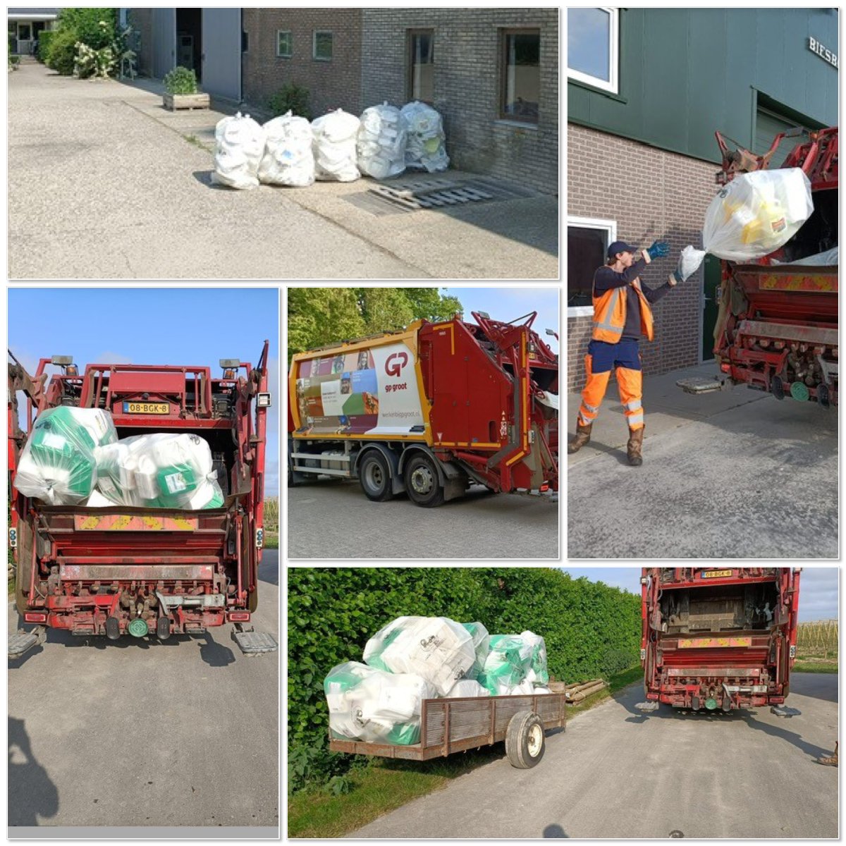 Inzameling lege gespoelde plastic cans van gewasverzorgingsprodukten in Flevoland en kop van Noord Holland door GP Groot. De cans zijn schoon, droog en zonder dop in STORL zakken aangeboden door de telers. Goed werk 👍 Doet u ook mee?