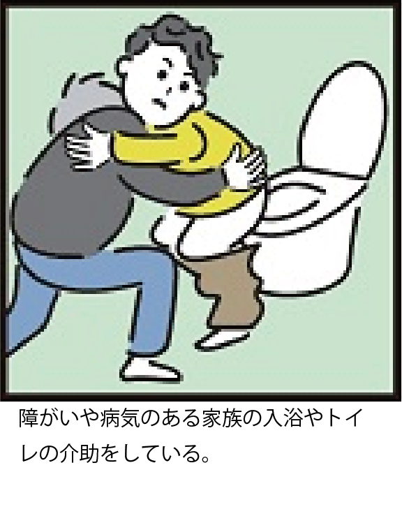aim_webstudio's tweet photo. １０．障がいや病気のある家族の入浴やトイレの介助をしている
#ヤングケアラー
#障がい
#病気
#介助 https://t.co/X04xh8RSWl