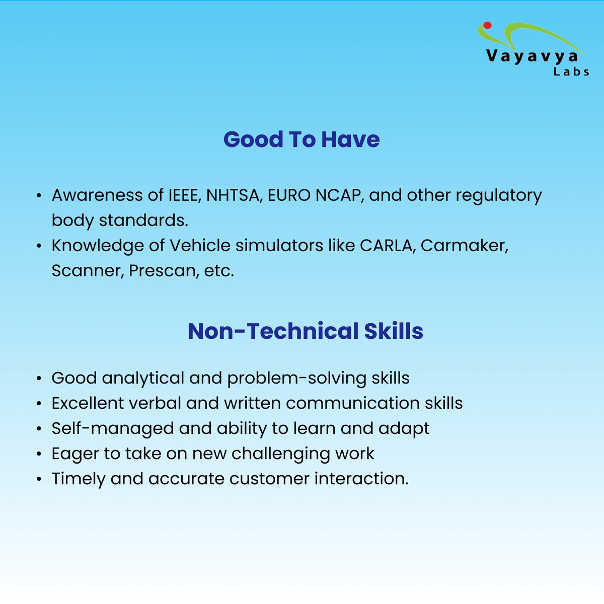 vayavya's tweet image. 🚗 Ready to drive the future of autonomous vehicles?
🔎 We're looking for a skilled Validation Engineer with expertise in #ADAS/AV validation methodologies and tools.
Apply: lnkd.in/gesyRQZa
#ValidationEngineer #hiring #automotivesoftware #automotivejobs #HIRINGNOW
