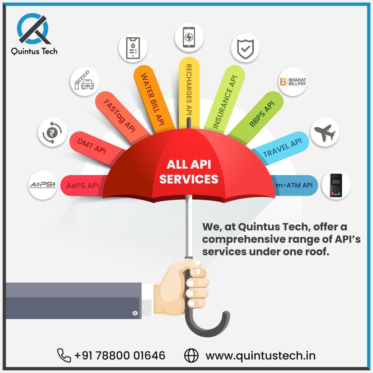 Quintus_Tech's tweet image. Quintus Tech revolutionizes the Fintech industry with its top-notch APIs. With Quintus Tech, you can easily manage online bus, flight, and hotel bookings, as well as AEPS, DMT, Fastag, and API services, all within your own portal. 
#QuintusTech #Fintech #APIServices #apiproviders